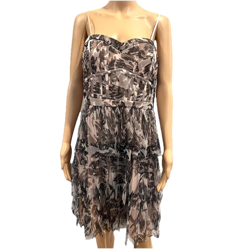 Hailey By Adrianna Papell Strapless tiered glitter Cocktail Dress Size 12